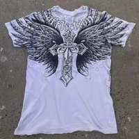 90s affliction Hip Hop Skull Graphic t shirts Men Streetwear Goth Tops Men Clothes Casual Gothic Oversized Long Sleeve T shirt L gray