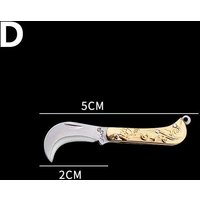 1PC Brass Miniature Keychain Folding Knife Mini Tool Pocket Knife Stainless Steel D beige