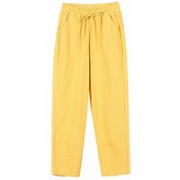 Pure Cotton Nine-point Pants Spring Summer Thin Straight Loose Casual Pants Women's Solid Color Harem Trousers XXL yellow