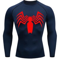 Compression Shirt Men's Long-sleeved Sunscreen T-shirt Casual Round Neck Pullover Top Fitness Sports Quick Dry Sportswear S blue