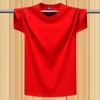 100% Cotton Summer T-Shirt for Men – Loose Fit, Breathable Solid Color Tee for Outdoor Sports and Fitness Exercise 6XL red