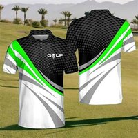 Men's Striped Sports Polo Shirts Golf Shirt Short Sleeve Polo Shirts Collared Shirts Casual Sportswear Vacation Wear Buttons 3D XL black