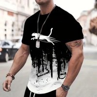 Animal T-Shirts For Men 3d Print T-Shirt Mens Sports T-Shirt Street Fashion Short Sleeve Tee Shirts Loose Oversized Men Clothing XXS black