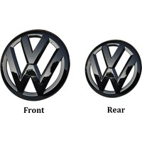 YY-2pcs ABS Car Front Grill Emblem Rear Trunk Badge Logo for Volkswagen VW Golf 5 6 7 7.5 8 MK5 MK6 MK7 MK8 Polo Passat Scirocco Polo 2011-2018 black