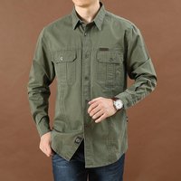 Summer Tactical Shirts Men Breathable Long Sleeve Work Cargo Shirts 6XL army green