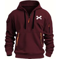 2025 Men's Fleece Hooded Jacket with Tassel Decor and Printed Logo - Casual Spring/Autumn Sweatshirt XXL black
