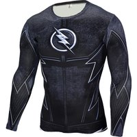 Spring and Autumn Round Neck 3D Superhero Series Printed Top Fashionable Casual Long Sleeved Men's T-shirts 3XL black