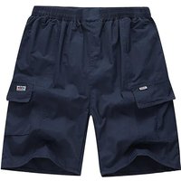 Middle-aged and Elderly Men's Shorts Loose Casual Five-point Pants Straight-leg Pants L dark blue