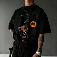 2026 New Summer Dragon Ball 40th Anniversary Wukong 100% Cotton Anime Printed T-shirt Extra Size Casual Streetwear Unisex Y2k XXXL black