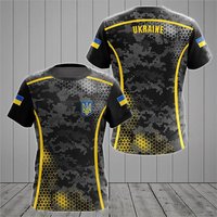 UKRAINE Men's T Shirt Summer Short Sleeve Streetwear Ukraine National Flag 3D Print Pullover Wear Oversized T-shirt Mens Clothes 6XL gray