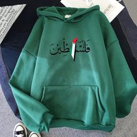 Palestine Hoodie Fashion Women Harajuku Aesthetic Graphic Hoodies Unisex Autumn Winter Vintage Casual Pullover Sweatshirts Bluzy S green