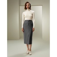 LILYSILK Gonna a Tubino in Lana e Seta Modern Beauty Fuliggine 44 - Elegante e Confortevole per Ogni Occasione