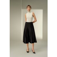 LILYSILK Gonna a Cerchio Seta Taffetà Nero 46 - Elegante e Versatile per Ogni Occasione