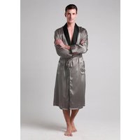 LILYSILK Uomini Vestaglia Di Seta Grigio Scuro 100 Pura Seta Pacchetto Regalo Morbida Aiuto Per Il Sonno Vestaglia Di Seta Xs