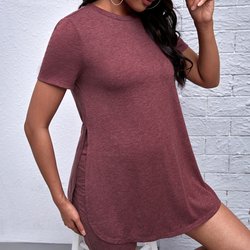 Shorts da motociclista e Maglietta premaman monocolore con spacchi laterale