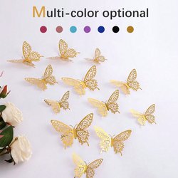 12/72 pezzi Decorazione da parete con adesivi 3D a farfalla, per feste, matrimoni, fai-da-te, decorazioni per camerette, festa di nascità, decorazioni per la famiglia, regali