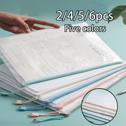 2/4/5/6 pezzi Buste trasparenti in PVC con design a griglia e chiusura lampo, ideali per organizzare carta e documenti