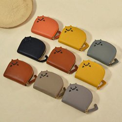 1/2 Portafogli di design a forma di gatto in finta pelle,con più scomparti per carte, tasca per monete,tasca porta carte di credito,portacarte di , accessorio fashion, colore cerniera casuale, piccolo regalo per famiglia,amici e cari