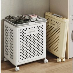 Cesto portaoggetti per vestiti sporchi/cesto portaoggetti pieghevole per uso domestico di grande capacità con carrucole per bagno, artefatto da bagno, cesto portabiancheria/cesto portaoggetti per vestiti sporchi/bagno per cambio vestiti/contenitore per attrezzi sportivi domestici con ruote/contenitore per badminton, attrezzatura per il fitness