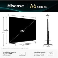 Hisense Hisense QLED 85A6Q 85" 4K UltraHD 60Hz Smart TV VIDAA Dolby Vision DTS Virtual X Standard