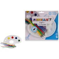 Pc Componentes Set de pinceaux enfant avec palette et peinture 10 pieces thermoplastique PVC