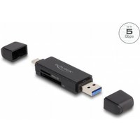 Lecteur de cartes Delock SuperSpeed USB 5 Gbps Type-C Type-A SD MicroSD