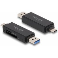 Lecteur de cartes Delock SuperSpeed USB 5 Gbps Type-C Type-A SD MicroSD