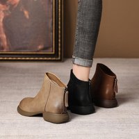 【 All Cowhide 】 Genuine Leather Western-style Short Boots For Women In Autumn And Winter 2023. Soft Soles, Pure Handmade