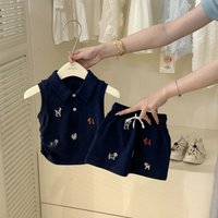 Summer Outfit 2026 Fashionable College Style Polo Collar Vest Top Skirt Two Piece Set