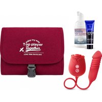 Rose Mary Dual Massager Kit with Lube, Cleaner & Travel Bag