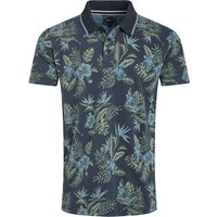 Weird Fish Sarat Organic Cotton Printed Polo Shirt Navy Size S Weird Fish Sarat Organic Cotton Printed Polo Shirt Navy Size S