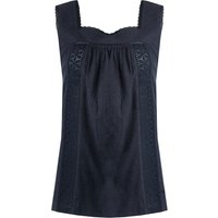 Weird Fish Chelle Organic Cotton Jersey Square Neck Vest Navy Size 22 Weird Fish Chelle Organic Cotton Jersey Square Neck Vest Navy Size 22