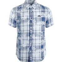 Weird Fish Nasser Vintage Wash Short Sleeve Check Shirt Light Denim Size XL Weird Fish Nasser Vintage Wash Short Sleeve Check Shirt Light Denim Size XL