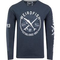 Weird Fish Making Waves Branded Long Sleeve T-Shirt Navy Size S Weird Fish Making Waves Branded Long Sleeve T-Shirt Navy Size S