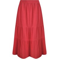 Weird Fish Lathika Organic Cotton Tiered Midi Skirt Crimson Size 14 Weird Fish Lathika Organic Cotton Tiered Midi Skirt Crimson Size 14