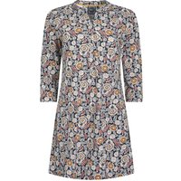 Weird Fish Ava Organic Cotton Printed Slub Tunic Navy Size 10 Weird Fish Ava Organic Cotton Printed Slub Tunic Navy Size 10