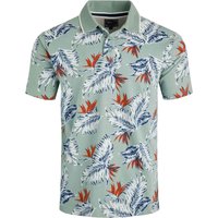 Weird Fish Sarat Organic Cotton Printed Polo Shirt Mineral Blue Size S Weird Fish Sarat Organic Cotton Printed Polo Shirt Mineral Blue Size S