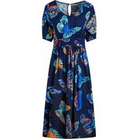 Weird Fish Dilsha LivaEco™ Printed Viscose Midi Dress Dark Blue Size 12 Weird Fish Dilsha LivaEco™ Printed Viscose Midi Dress Dark Blue Size 12