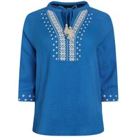 Weird Fish Adalia Organic Cotton Embroidered Double Cloth Blouse Adriatic Blue Size 8 Weird Fish Adalia Organic Cotton Embroidered Double Cloth Blouse Adriatic Blue Size 8