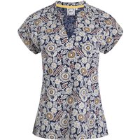 Weird Fish Alia Organic Cotton Printed Jersey Top Navy Size 10 Weird Fish Alia Organic Cotton Printed Jersey Top Navy Size 10