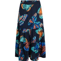 Weird Fish Cassis Lenzing EcoVero™ Printed Viscose Tiered Skirt Dark Blue Size 12 Weird Fish Cassis Lenzing EcoVero™ Printed Viscose Tiered Skirt Dark Blue Size 12
