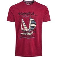 Weird Fish Off Shore Front Print Graphic T-Shirt Garnet Size XL Weird Fish Off Shore Front Print Graphic T-Shirt Garnet Size XL