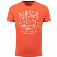 Weird Fish Riggers Organic Cotton Reverse Print Graphic T-Shirt Rust Leaves Size M Weird Fish Riggers Organic Cotton Reverse Print Graphic T-Shirt Rust Leaves Size M