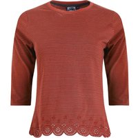 Weird Fish Raven Striped Embroidered Hem Top Conker Size 18 Weird Fish Raven Striped Embroidered Hem Top Conker Size 18