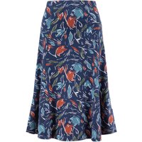 Weird Fish Lorient Printed Jersey Godet Midi Skirt Navy Blue Size 18 Weird Fish Lorient Printed Jersey Godet Midi Skirt Navy Blue Size 18