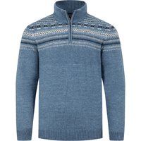 Weird Fish Larner 1/4 Zip Fair Isle Jumper Pale Denim Size L