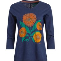 Weird Fish Flower Power Organic Cotton 3/4 Sleeve Graphic T-Shirt Navy Size 16 Weird Fish Flower Power Organic Cotton 3/4 Sleeve Graphic T-Shirt Navy Size 16