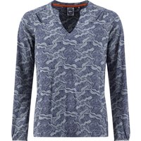 Weird Fish Brooke Organic Cotton Printed V Neck Jersey Top Mid Blue Size 22 Weird Fish Brooke Organic Cotton Printed V Neck Jersey Top Mid Blue Size 22