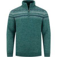 Weird Fish Larner 1/4 Zip Fair Isle Jumper Deep Teal Size 5XL