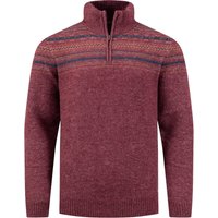 Weird Fish Larner 1/4 Zip Fair Isle Jumper Garnet Size 4XL